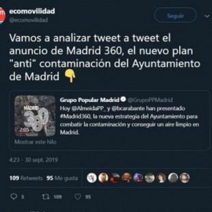 El hilo que desmonta tuit a tuit los argumentos del PP para explicar el nuevo plan anticontaminación de Madrid
