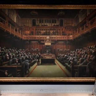Un cuadro de Banksy del Parlamento británico ocupado por chimpancés, vendido por 11 millones de euros
