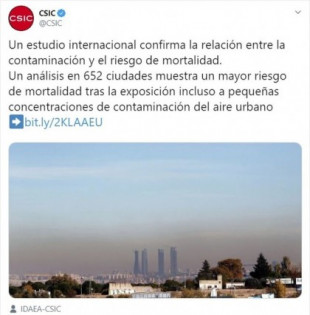 El CSIC recuerda la relación entre contaminación y mortalidad tras las declaraciones de Díaz Ayuso