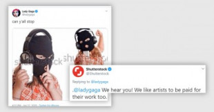 Lady Gaga critica a los que piratean música con fotos pirateadas. Shutterstock responde (eng)