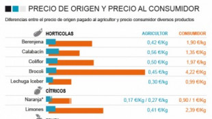 Historia de un brócoli: de 0,45 euros el kilo en origen, a 4,22 en el supermercado
