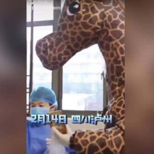 Una mujer china acude al médico disfrazada de jirafa al no encontrar mascarillas para protegerse del coronavirus