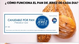 El PP de Jerez regala a familias necesitadas cupones de 1 euro para pan con el logo del partido