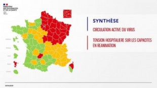 Francia dividida en tres colores por el coronavirus
