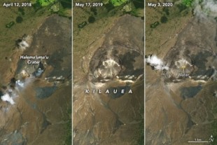 Ha aparecido un lago (de agua, no de lava) en el volcán Kilauea, Hawái