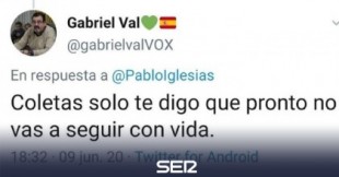 Un concejal de Vox denuncia que han suplantado su identidad para amenazar de muerte a Pablo Iglesias