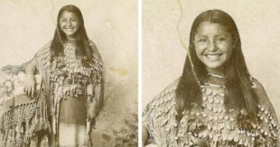Esta inusual foto de 1894 muestra a una joven nativa americana sonriendo a la cámara