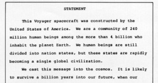 En 1977 Jimmy Carter puso esta nota en la nave espacial Voyager (eng)