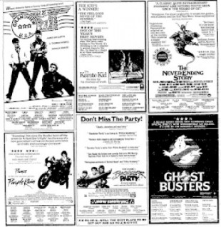 Carteleras de cine en el verano de 1984