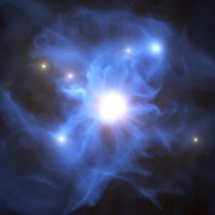 Seis galaxias atrapadas en la red de un agujero negro supermasivo