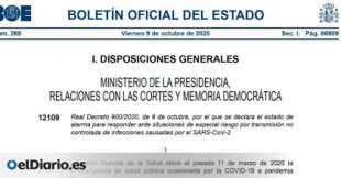 El BOE publica la declaración de estado de alarma para Madrid: consulta las medidas