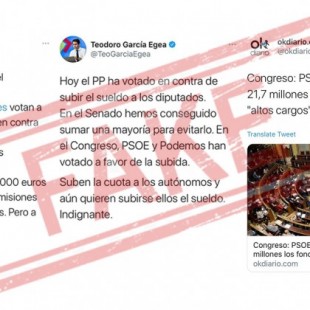 Vox y PP mienten en redes al acusar a Podemos de votar a favor de la subida salarial de diputados