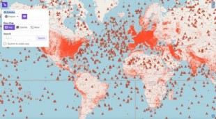 Un mapa de los sitios geolocalizados en artículos de la Wikipedia