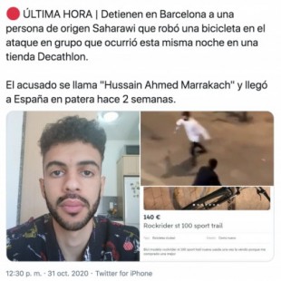 No, esta persona no ha sido detenida por robar una bicicleta tras los altercados de Barcelona