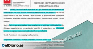 La Comunidad de Madrid pide en documentos internos no trasladar al Zendal a pacientes con riesgo de acabar en la UCI