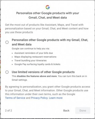 Google no te pide consentimiento por tus datos, te pregunta si estás interesado en funcionalidad más «inteligente»