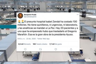 El despropósito del hospital Isabel Zendal, explicado en un tuit