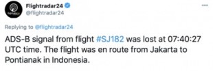 Boeing 737-500 cae 10,000 pies y desaparece del radar 4 minutos después del despegue de Yakarta [ENG]