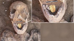 Encuentran una momia con la lengua de oro