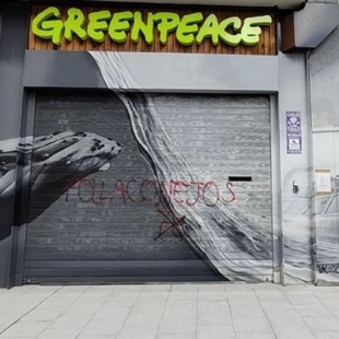 La sede de Greenpeace España aparece vandalizada con simbología nazi e insultos: "Follaconejos"