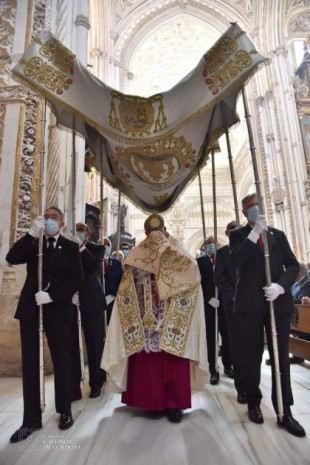 Un alto cargo de la Junta de Andalucía saca bajo palio al obispo de Córdoba