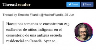 Hace poco se encontraron 215 cadáveres de niños indígenas en una antigua escuela en Canadá. Ayer se encontraron 715