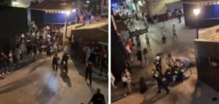 Jóvenes lanzan vasos y botellas a la policía en Fuengirola por el cierre de los bares de copas