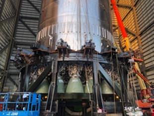 Los 29 motores Raptor del Super Heavy B4 de SpaceX