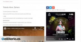 El Ayuntamiento de Toledo cede ante Vox y retira el cartel del concierto de Zahara de su página web