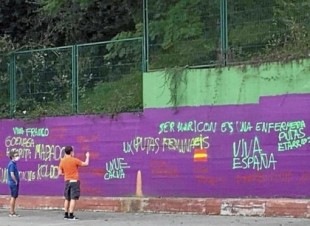 Aparecen pintadas homófobas y franquistas en el instituto de Lasarte-Oria