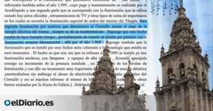 Un informe del Ayuntamiento de Santiago sugiere que la catedral lleva sin pagar sus principales facturas de la luz desde 1968