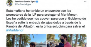 García Egea presume en Twitter de reunirse con defensores del Mar Menor y estos le sacan los colores