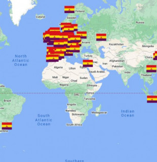 Mapa de monumentos  a las Brigadas Internacionales en el mundo
