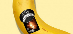 La etiqueta del Plátano de Canarias del volcán de La Palma