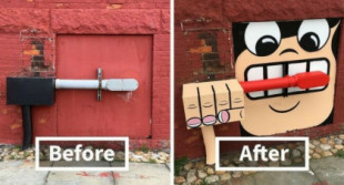 Tom Bob crea graffitis ingeniosos de arte callejero en las calles de Nueva York [ENG]