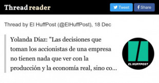 Yolanda Díaz: "Las decisiones que toman los accionistas de una empresa no tienen nada que ver con la producción y la economía real, sino con la obtención de beneficios...