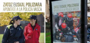 Erne y Esan denuncian el sabotaje de carteles contra la Ertzaintza en San Sebastián