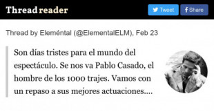 Son días tristes para el mundo del espectáculo. Se nos va Pablo Casado, el hombre de los 1000 trajes. Vamos con un repaso a sus mejores actuaciones