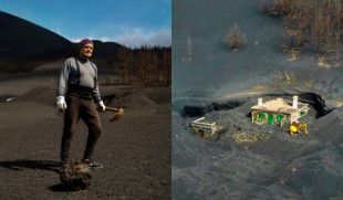 Vicente logra desenterrar su casa, la más cercana al volcán