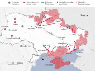 Aproximación a la guerra de Ucrania sobre un mapa