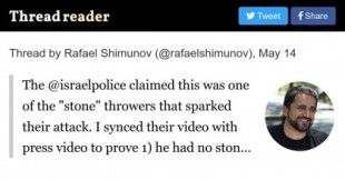 La Policía Israelí aseguró que este fue uno de los lanzadores de "piedras" que desencadenó su ataque. [EN]