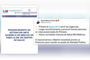 "De los creadores del aeropuerto sin aviones llega el centro de salud sin médicos": críticas ante un nuevo protocolo para los centros de salud de Madrid