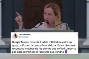 El delirante discurso de la ultraderechista italiana Giorgia Meloni en apoyo a Vox alucina a los tuiteros: "Ya ni se molestan en disimular"