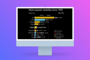 Esta animación muestra las webs más populares desde 1993. Es un buen reflejo de la evolución de internet