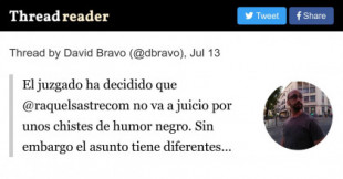 David Bravo: El juzgado ha decidido que @raquelsastrecom no va a juicio por unos chistes de humor negro