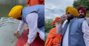 Ministro de la India bebe agua de río para mostrar que está limpia; termina hospitalizado