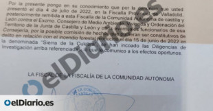 La Fiscalía abre diligencias tras la denuncia de CCOO contra el consejero de Medio Ambiente de Castilla y León por el incendio de Sierra de la Culebra
