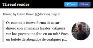 Os cuento la nueva forma de sacar dinero con amenazas legales. ¿Alguna vez has puesto una foto en un tuit? Pues un bufete de abogados de cualquier país de Europa