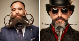 Ganadores del campeonato nacional de barba y bigote, 'Honest Amish 2022', en Estados Unidos