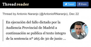 Antonio Naranjo: En ejecución del fallo dictado por la Audiencia Provincial de Madrid a continuación se publica el texto íntegro de la sentencia nº 265 de 30 de junio de 2017 de protección al honor